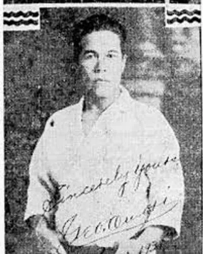 Historical image of Geo Omori, founder of Brazil’s first Jiu Jitsu school and a pioneer in Brazilian Jiu Jitsu.